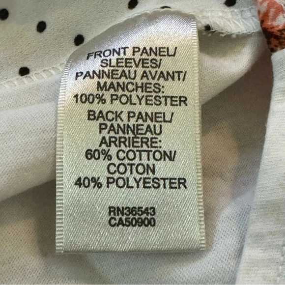 Van Heusen M Medium Shirt‎ Top White Coral Pink Floral Short Sleeve Round Neck - Picture 6 of 7